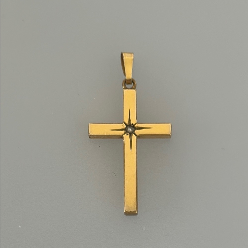 20-12k Gold Minimalist Cross Necklace with Polished Finish
